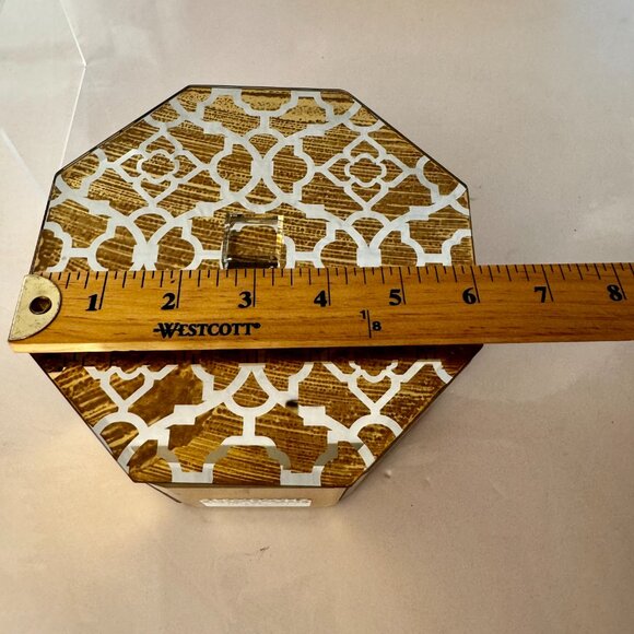 Cynthia Rowley New York Mirrored Beveled Glass Jewelry Trinket Box Golden Octago - Picture 14 of 16